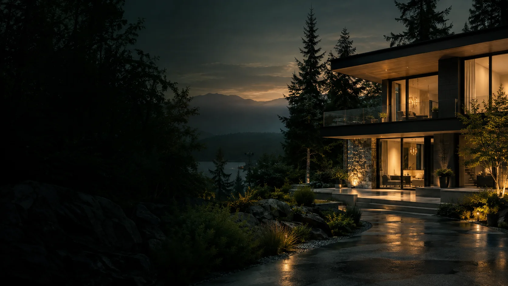 Contemporary home in a mountain setting