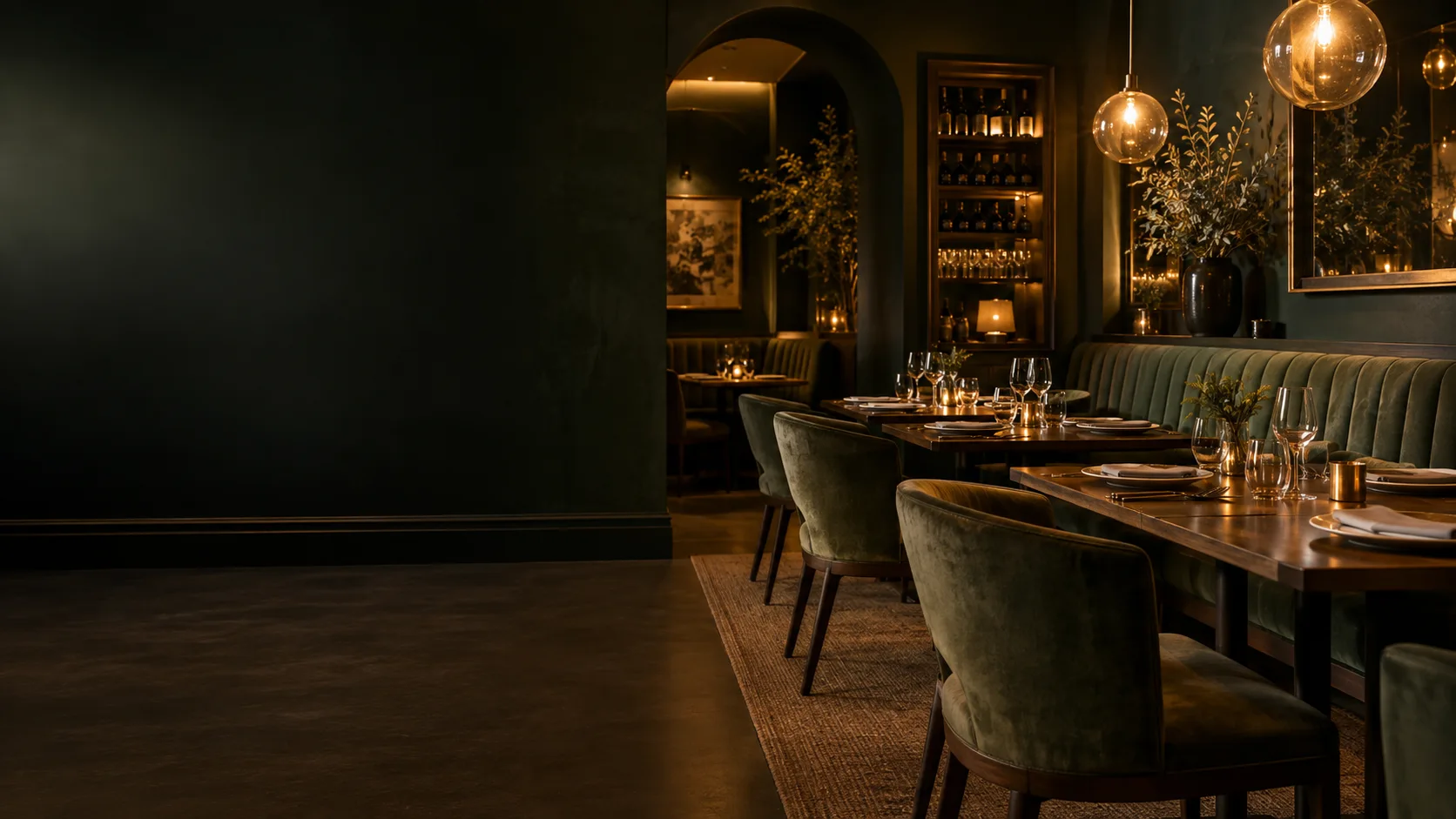 Warm restaurant interior